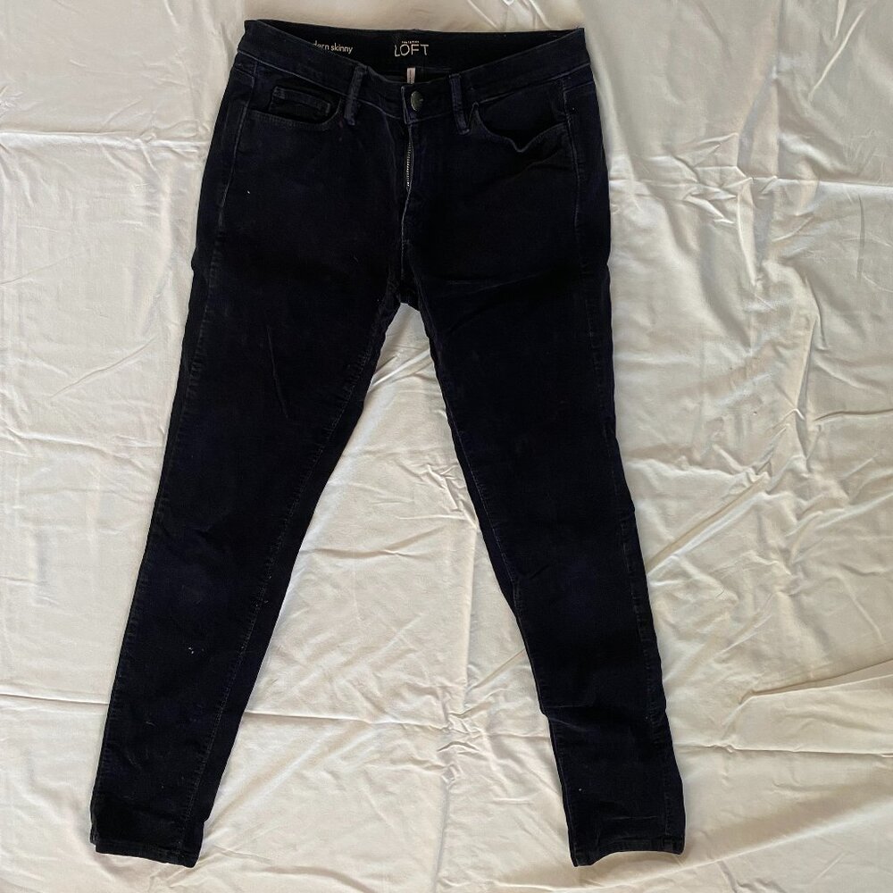 LOFT Black Velvet Modern Skinny Jeans